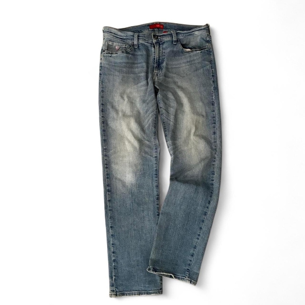 🩷Men Y2K Guess Straight leg Blue Washed Denim Jeans